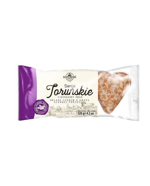 Serca Toruńskie lukrowane o smaku czarnej porzeczki